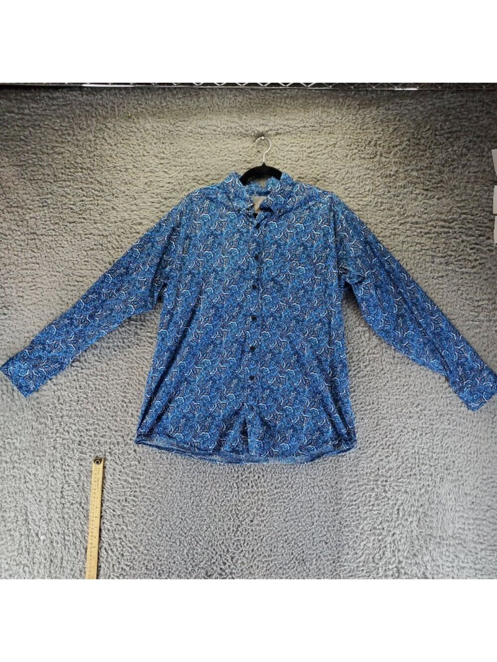 Panhandle Shirt Mens Large Blue Paisley Tuf Cooper Long Sleeve Button-Down